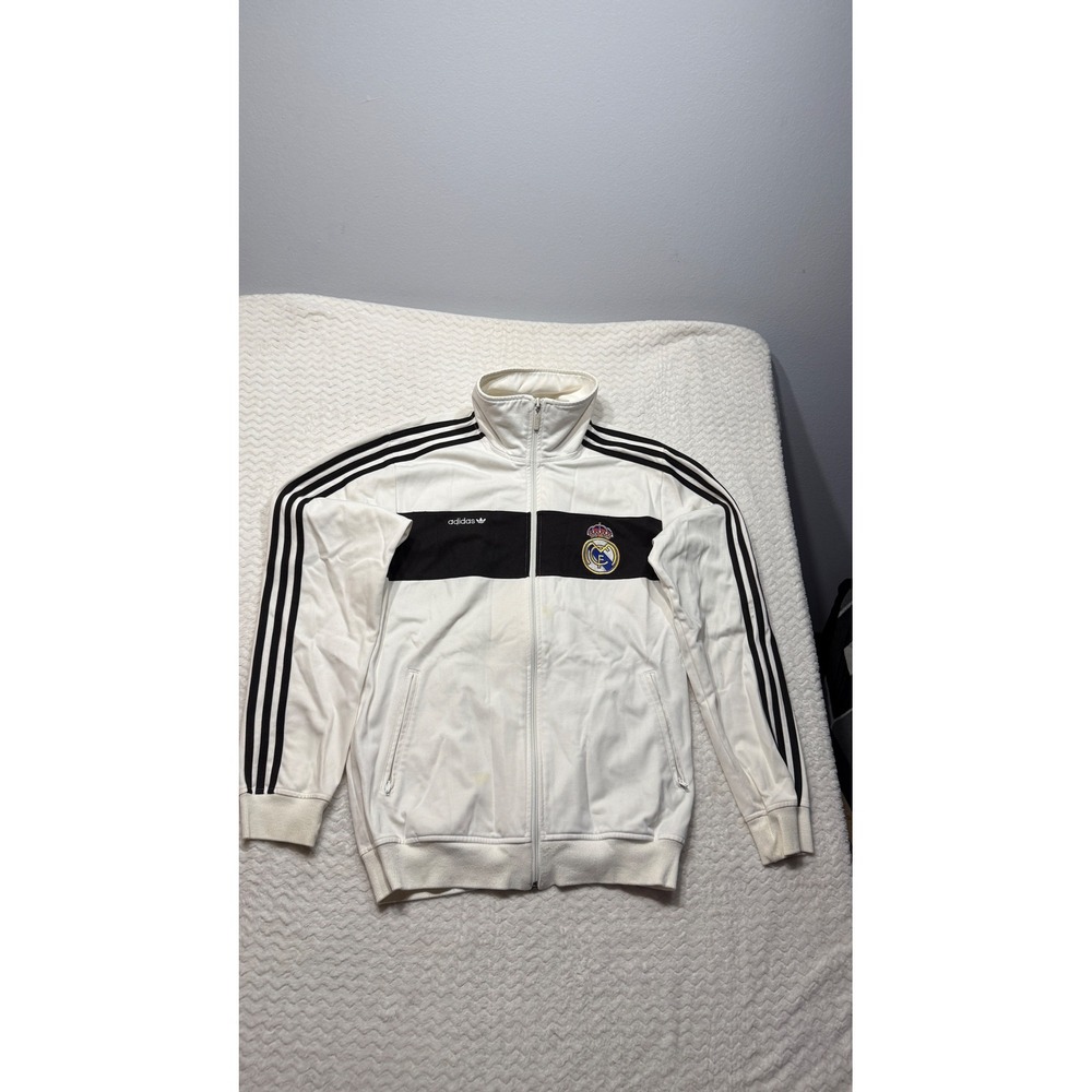 Adidas Originals Real Madrid Track Jacket White Black Full Zip Large 4738